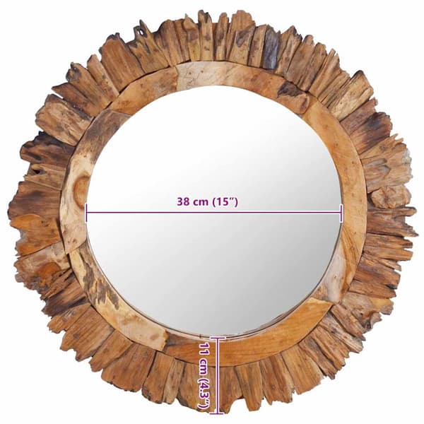 Väggspegel rund 60 cm teak