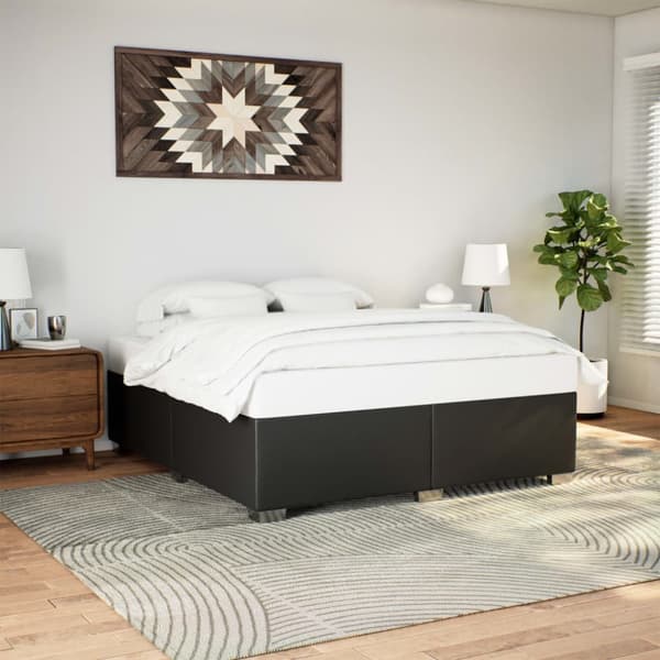 Sängram svart 200x200 cm konstläder