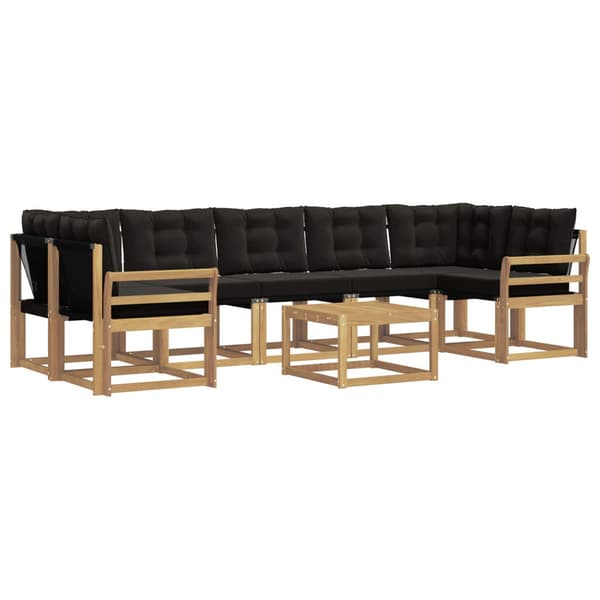 Utomhussoffset med kudde 8 pcs Vit och svart