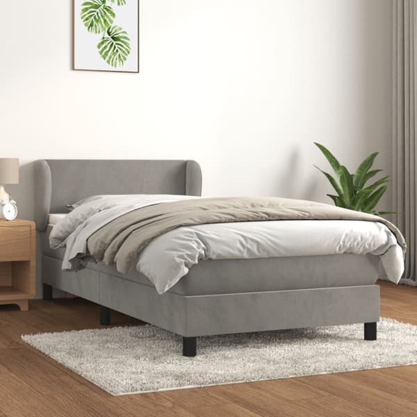 Ramsäng med madrass ljusgrå 80x200 cm sammet