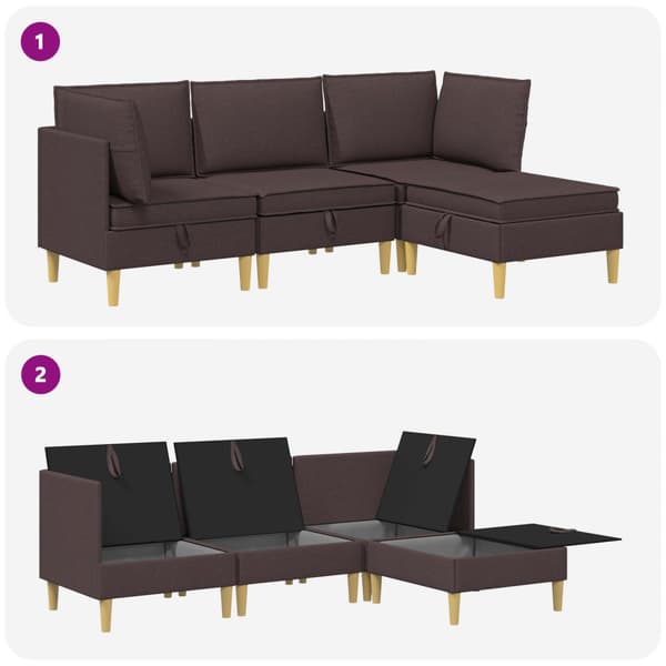 Möbelset för vardagsrummet med kudde 4 pcs Mörkbrun Tyg
