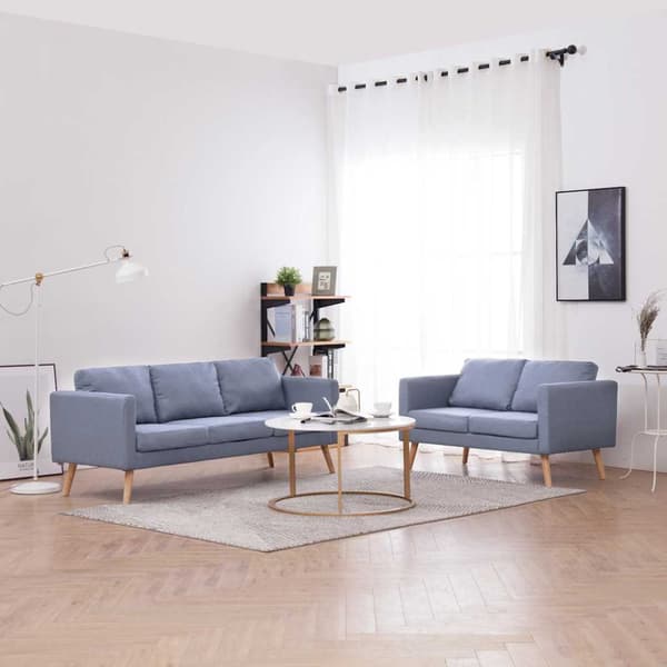 Soffgrupp med 2-sits och 3-sits tyg ljusgrå