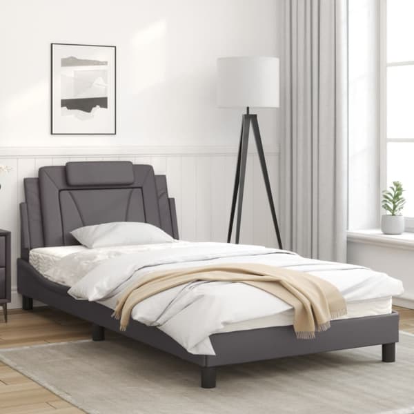 Bed Frame "Viana" with LED without Mattress Grey 100x200 cm