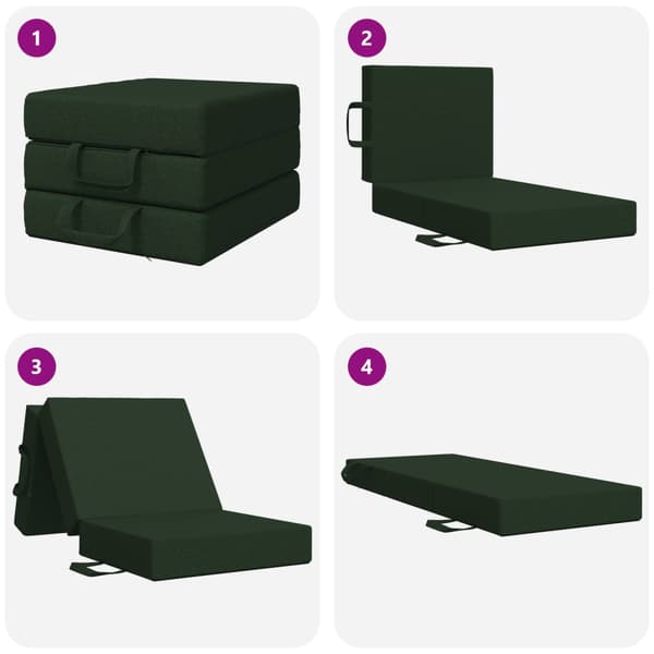 Fällbar Soffbed 75 x 67 x 45 cm Mörkgrön