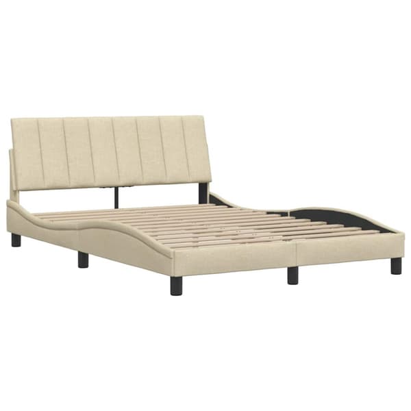 Bed Frame without Mattress "Hanko" Cream 140x190 cm Fabric