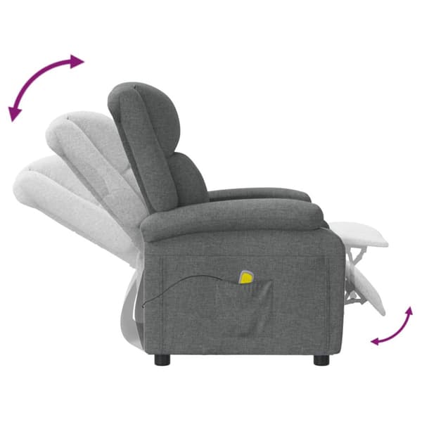 Massagefåtölj mörkgrå tyg