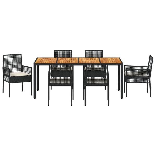 Trädgårdsmöbelset 7 pcs Svart konstrotting