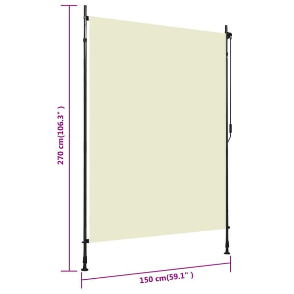 Rullgardin utomhus 150x270 cm gräddvit