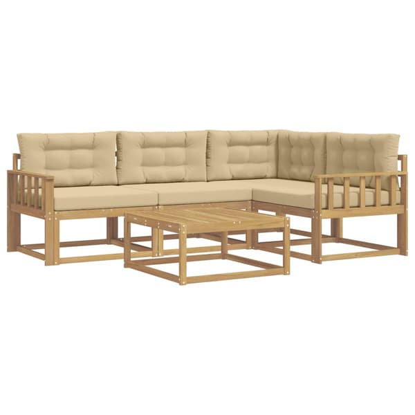 Utomhussoffset 5 pcs Vit och Beige 79 x 79 x 37 cm Polyester