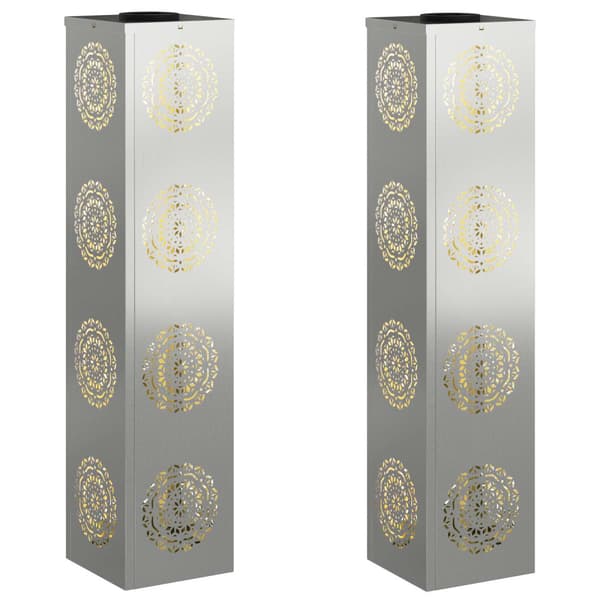 Solar LED Stig Ljus 2 pcs Silver Galvaniserat stål