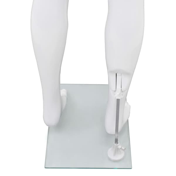 Skyltdocka man helkropps med bas i glas glansig vit 185 cm