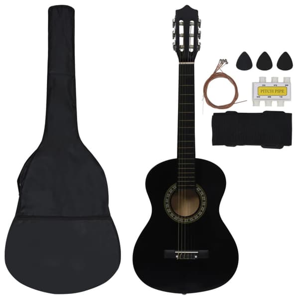 Klassisk gitarr för nybörjare 8 delar svart 1/2 34"