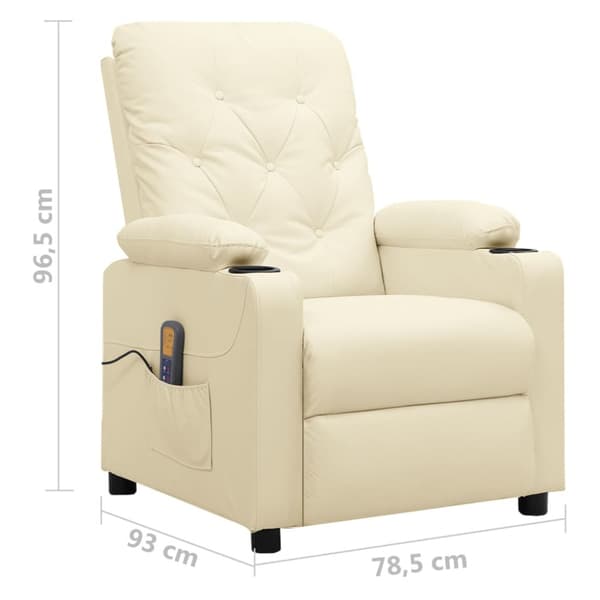 Massagefåtölj gräddvit konstläder
