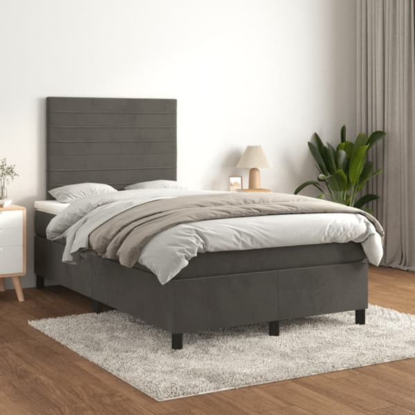 Ramsäng med madrass mörkgrå 120x190 cm sammet