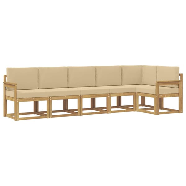 Utomhussoffset med kudde 6 pcs Vit och Beige Polyester