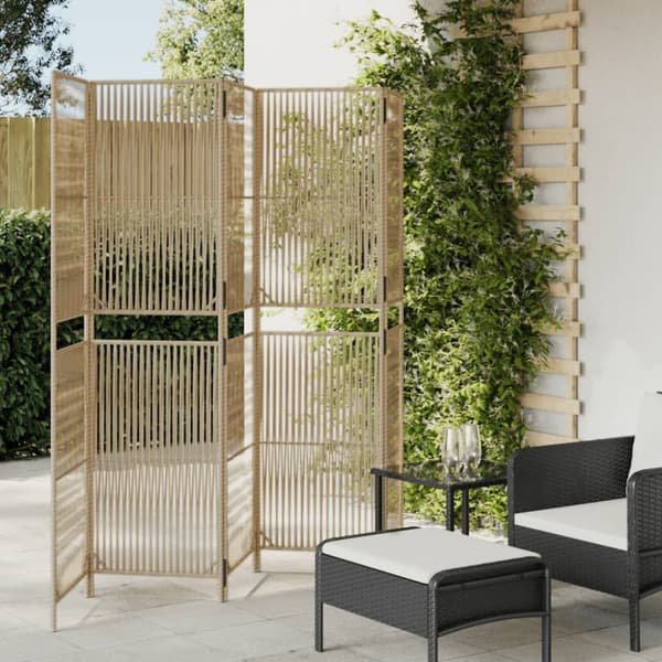 Rumsavdelare 5 paneler beige konstrottning