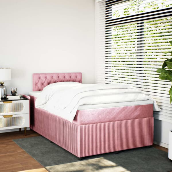 Ramsäng med madrass rosa 120x190 cm sammet