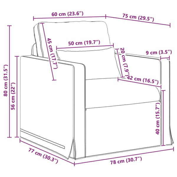 Soffa Mörkgrå 78 x 78 x 80 cm tyg