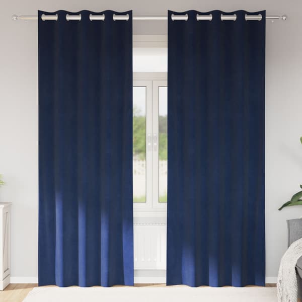 Mörkläggningsgardiner 2 pcs Mörkblå 140 x 245 cm Sammet