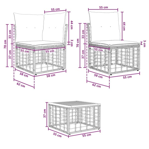 Utomhussoffset 9 pcs Naturlig och Creamvit Polyester