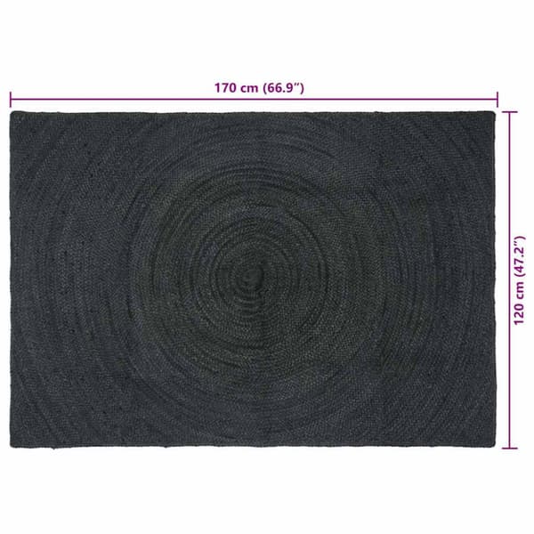 Områdesmattor Rektangulär Mörkgrå 120 x 170 cm Jute