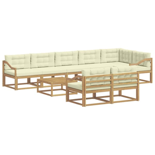 Utomhussoffset 9 pcs Vit och grädde 79 x 79 x 37 cm Polyester