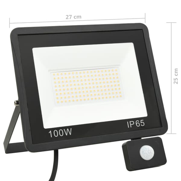 Strålkastare med sensor 100 W LED varmvit