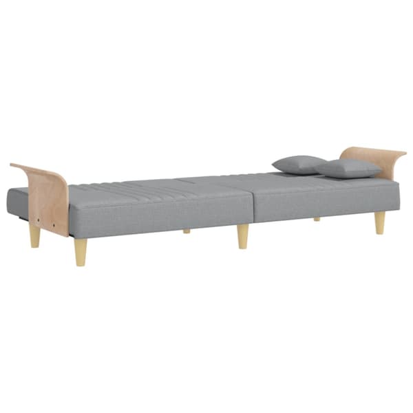 Bäddsoffa med armstöd ljusgrå tyg