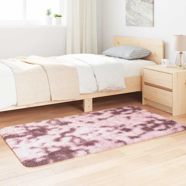 Ryamatta med lång lugg NAVARRA dammig rosa 80x150 cm polyester