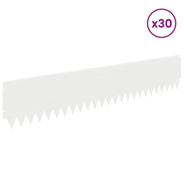Kant för gräsmatta 30 pcs 103 x 20 cm Stål Vit