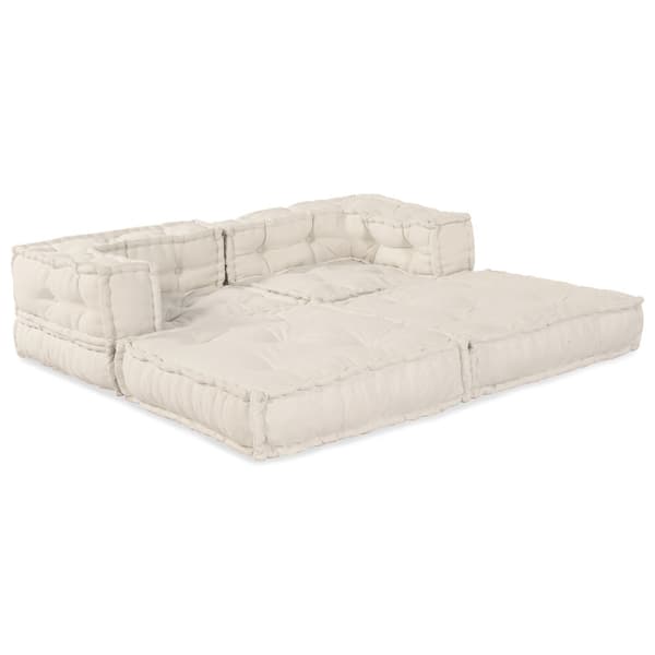 Modulsofa enhet 2 pcs Gräddvit 140 x 70 x 56 cm Tyg