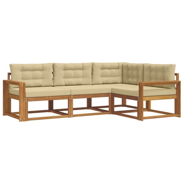 Utomhussoffset med kudde 4 pcs Naturlig och Beige
