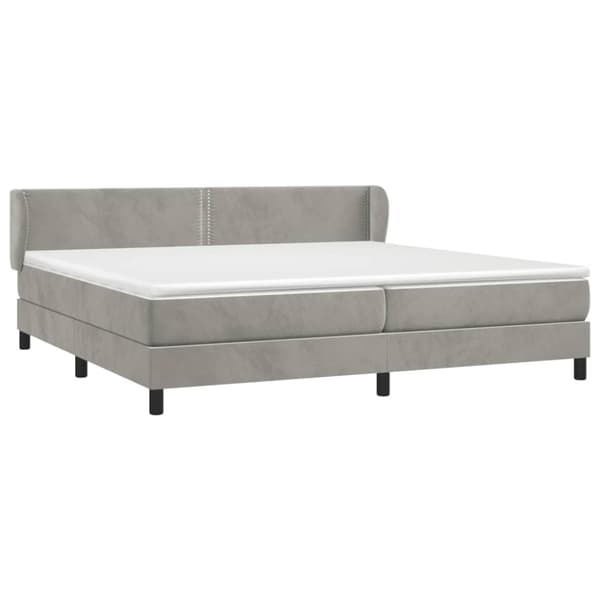 Ramsäng med madrass ljusgrå 200x200 cm sammet