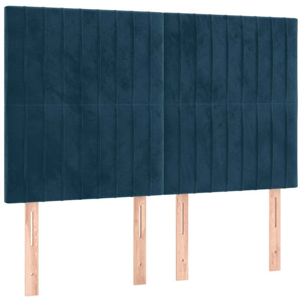 Ramsäng med madrass mörkblå 140x200 cm sammet