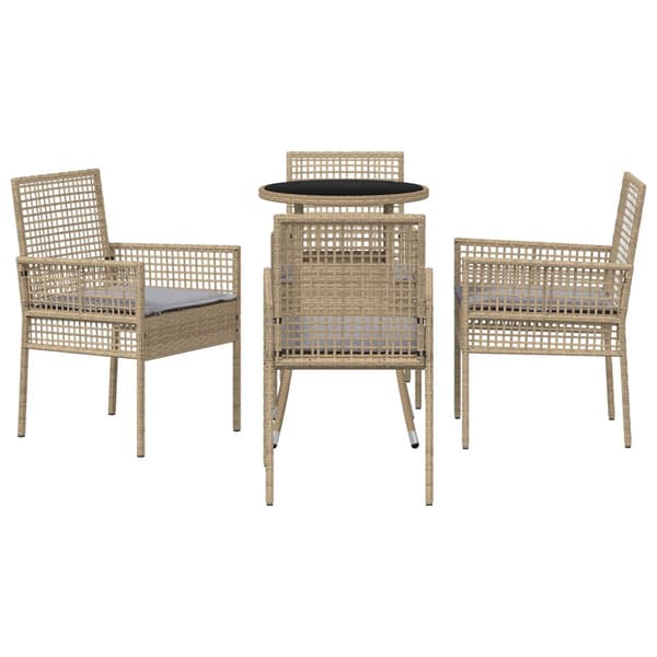 Trädgårdsmöbelset 5 pcs Beige konstrotting