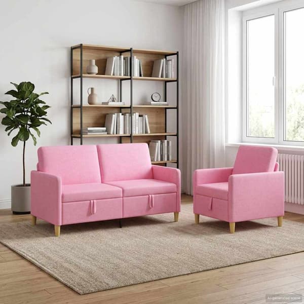 Soffgrupp med förvaring 2 pcs Rosa Polyester