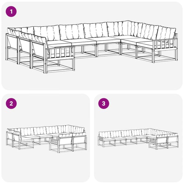 Utomhussoffset med kudde 9 pcs Vit och grädde