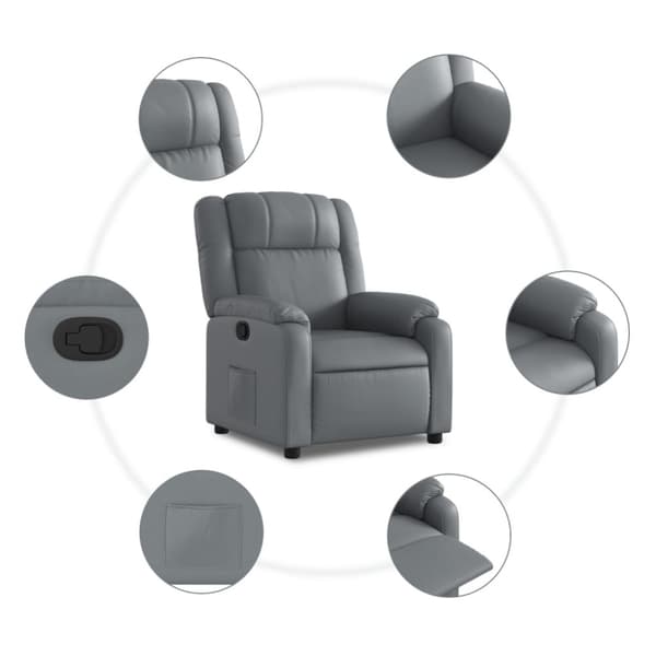 Reclinerfåtölj grå konstläder