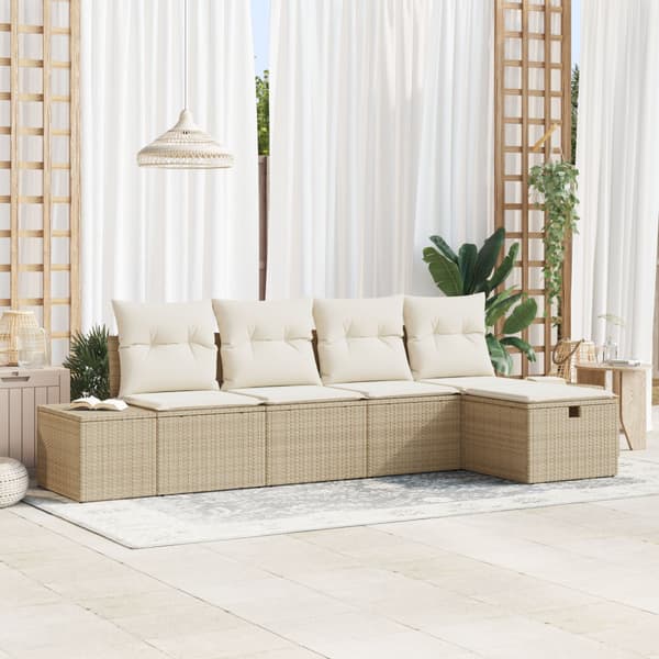 Trädgårdsoffset 5 st Beige konstrotting