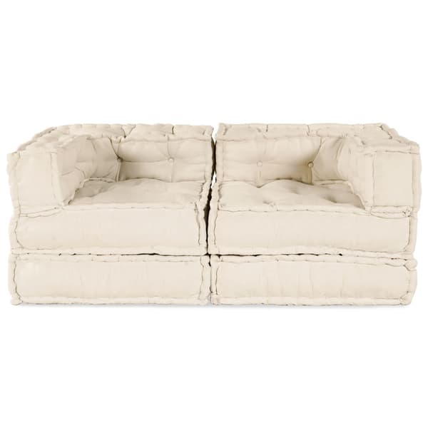 Modulsofa enhet 2 pcs Gräddvit 140 x 70 x 56 cm Tyg