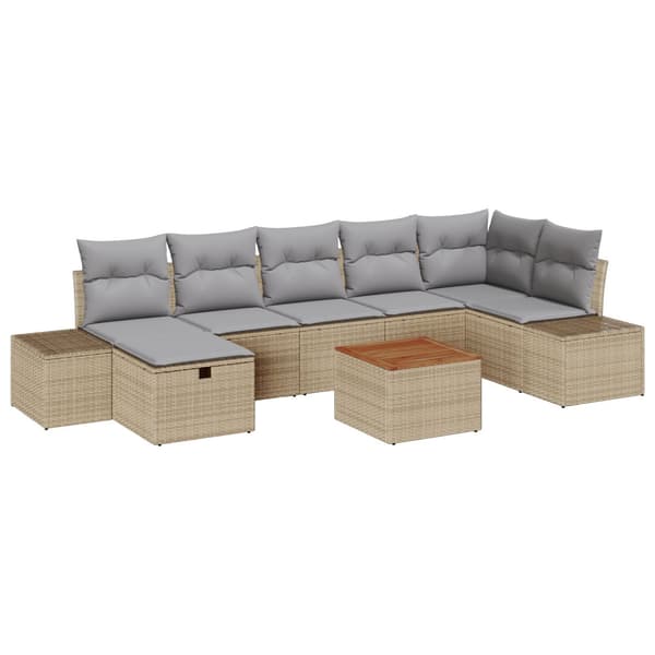 Trädgårdsoffset 8 st Beige Poly rattan