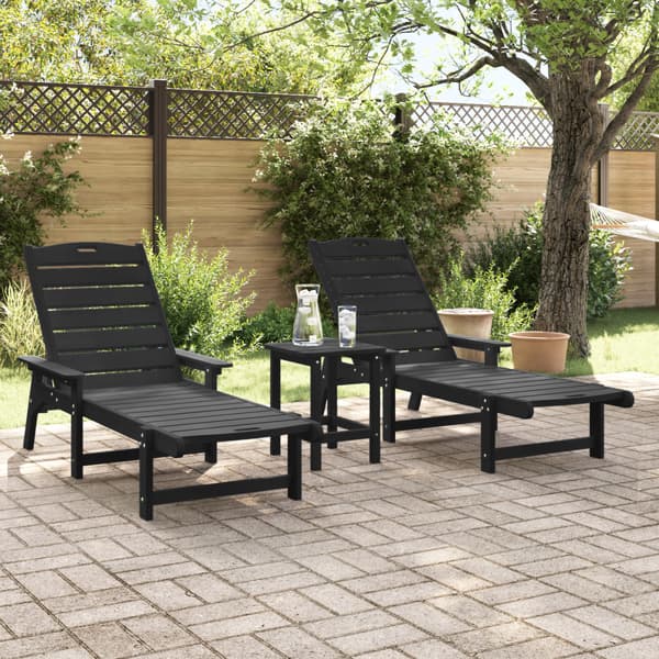 Solstol Reclining 3 pcs Svart polyeten