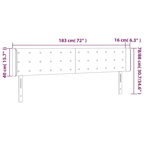 Sänggavel LED mörkgrå 183x16x78/88 cm sammet