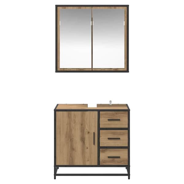 Badrumsmöbelset med låda 2 pcs Artisan Ek Konstruerat trä