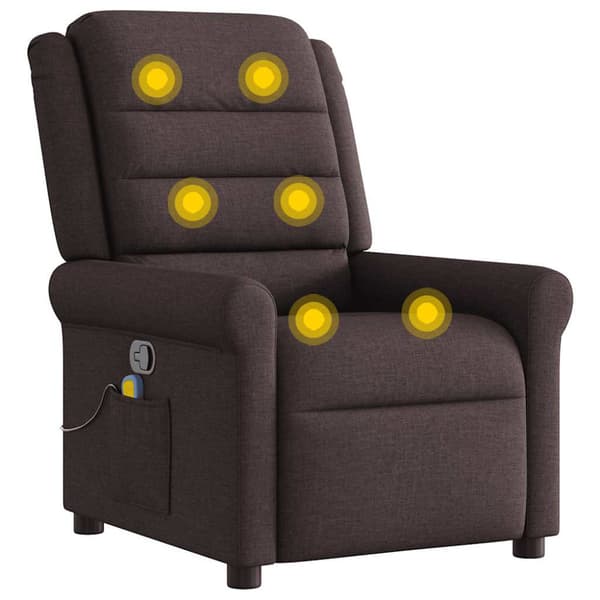 Massagefåtölj mörkbrun tyg