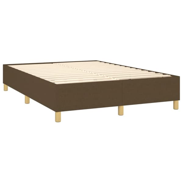 Ramsäng med madrass mörkbrun 140x190 cm tyg