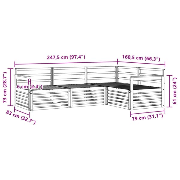Utomhussoffset 4 pcs Naturfärg