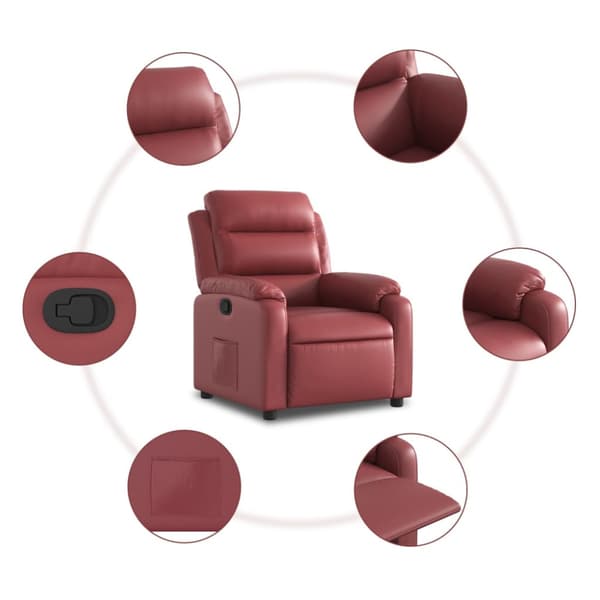 Reclinerfåtölj vinröd konstläder