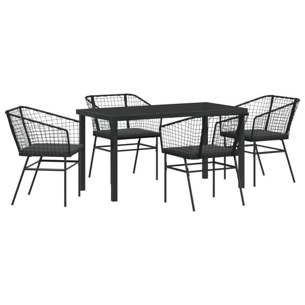 Trädgårdsmöbelset 5 pcs Svart konstrotting