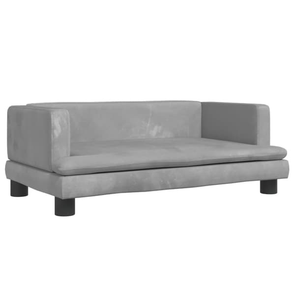 Hundbädd ljusgrå 80x45x30 cm sammet